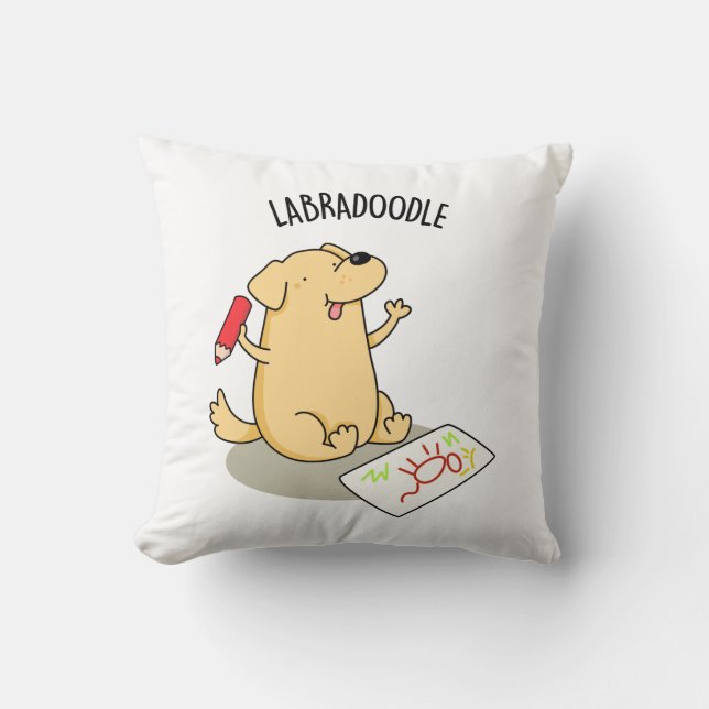 Coussin Labradoodle Funny Labrador Chien Pun (Recto)