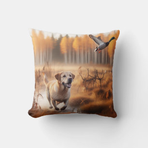 Coussin Labrador/chien à la chasse aux canards en automne