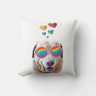 Coussin Labrador Chien avec Coeurs Saint-Valentin