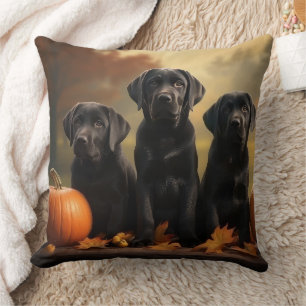Coussin Labrador Chiot Automne Citrouille de plaisir