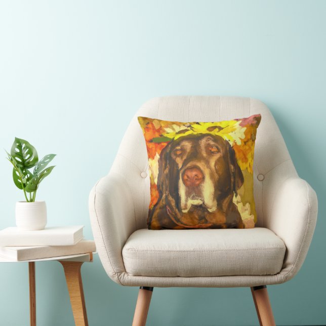 Coussin Labrador en fleurs (Chaise)