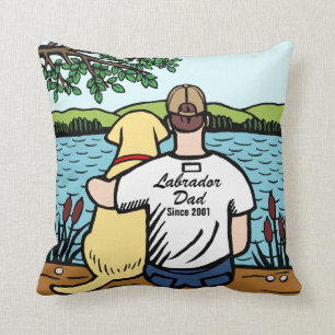 Coussin Labrador et papa jaunes personnalisés 2