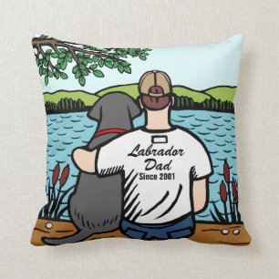 Coussin Labrador et papa noirs personnalisés 2