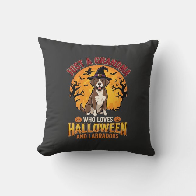Coussin Labrador Halloween Grand-mère Conception de chien_ (Recto)