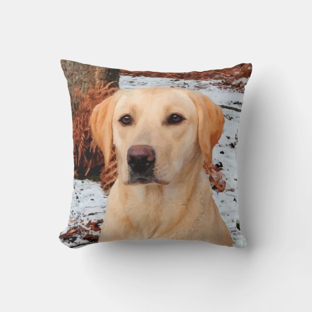 Coussin Labrador jaune - Chien à neige - Laboratoire jaune (Recto)