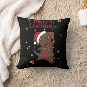 Coussin Labrador Noël Neige Animaux d'hiver Chiens