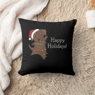 Coussin Labrador Noël Neige Animaux d'hiver Chiens