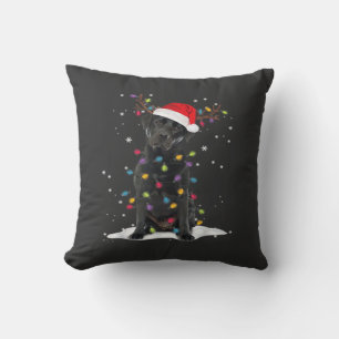 Coussin Labrador noir Chien de Noël Lumière de sapin de No