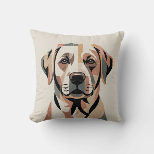 Coussin Labrador Patchwork Confortable Neutre Chaud