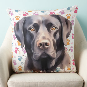 Coussin Labrador Retriever Chien Empreintes de pattes colo