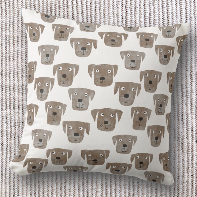 Coussin Labrador Retriever Chocolat Mignon (Fun Chocolate brown Labrador retriever dog pattern throw pillow)