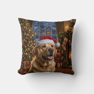 Coussin Labrador Retriever jaune de vacances 