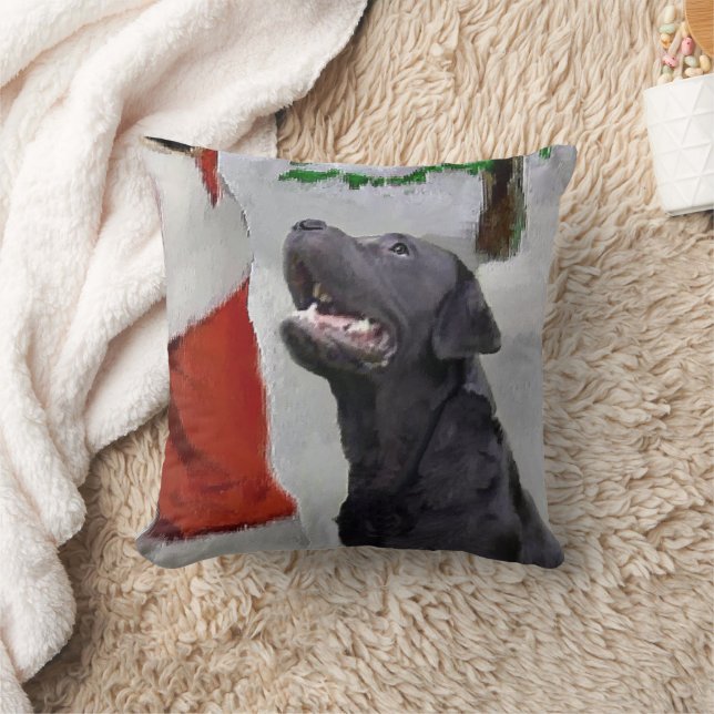 Coussin Labrador Retriever rencontre Père Noël Christmas (Couverture)