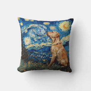 Coussin Labrador Retriever Yellow Lab Chien Starry Night