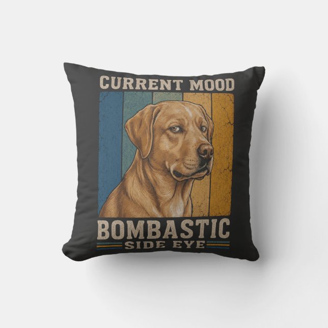 Coussin Labrador Rétro Drôle avec un Regard de Côté Ampoul (Recto)