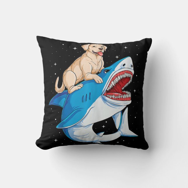 Coussin Labrador Riding Shark, Jawsome Cadfts Amoureux de  (Recto)