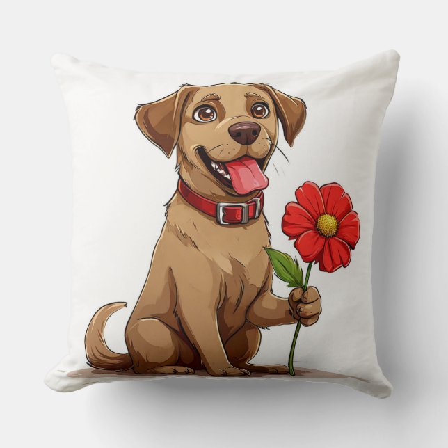 🐶 Coussin Labrador Saint Valentin Cadeau Mignon ✨ (Recto)