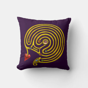Coussin LABYRINTH D'OR HYPER, violet jaune