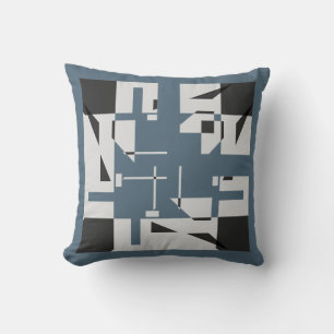 Coussin Labyrinthe artistique de formes petites en bleu ar