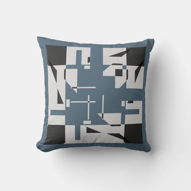 Coussin Labyrinthe artistique de formes petites en bleu ar (Recto)