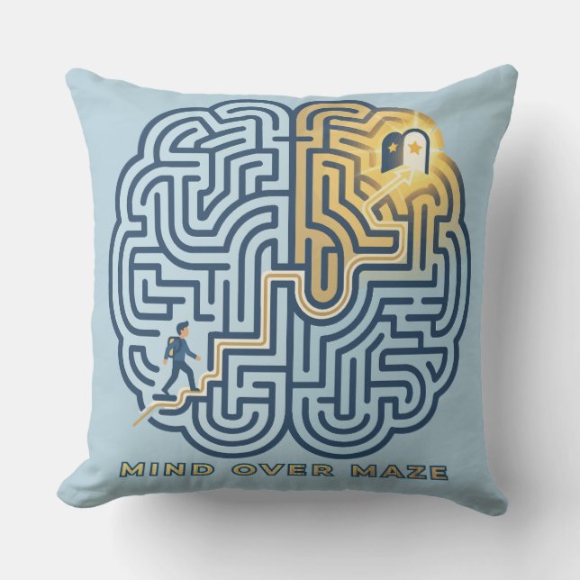 Coussin Labyrinthe Mental – Cerveau Inspirant (Recto)