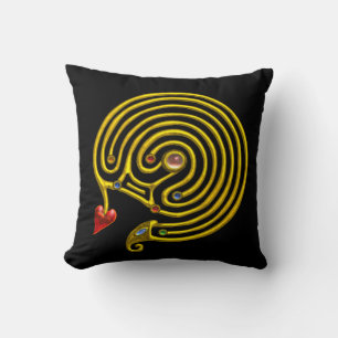 Coussin LABYRINTHE OR HYPER, Noir