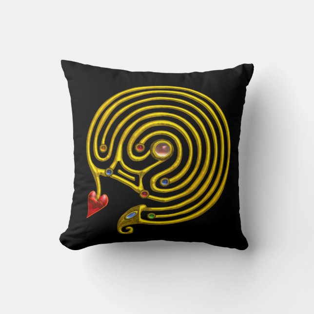 Coussin LABYRINTHE OR HYPER, Noir (Recto)