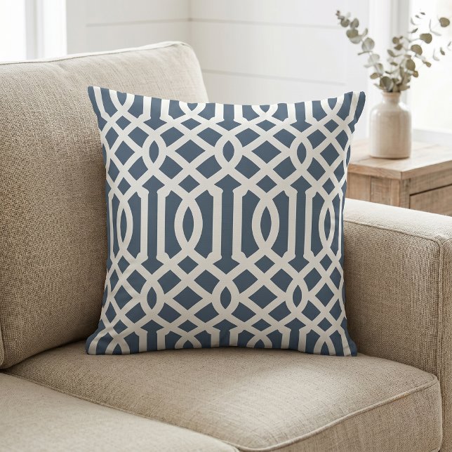Coussin Lac Bleu et Motif de Treillis Blanc (Créateur téléchargé)