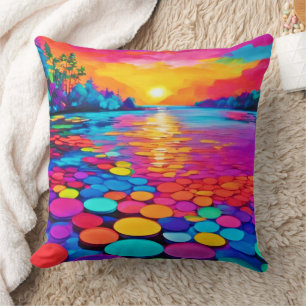 Coussin Lac coloré au coucher du soleil