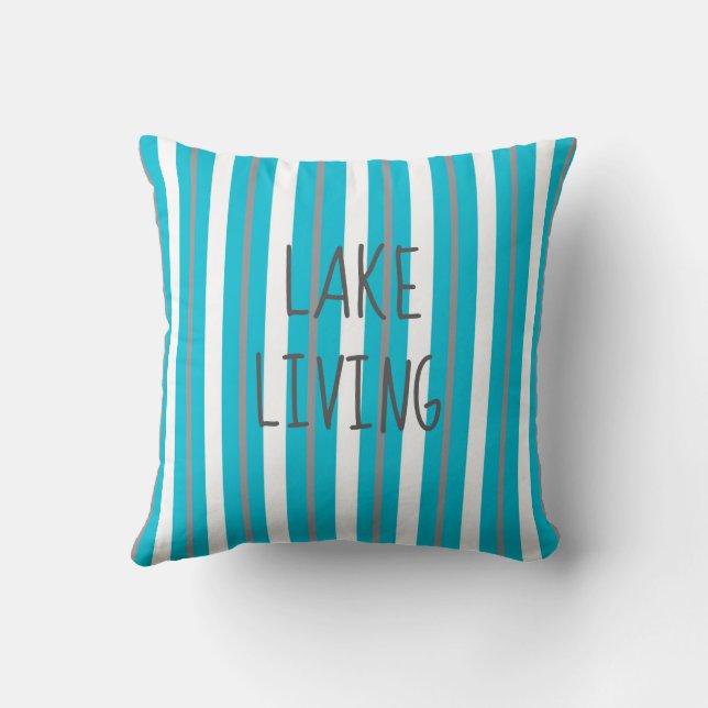 Coussin Lac Living Turquoise Gris blanc Gris (Verso)