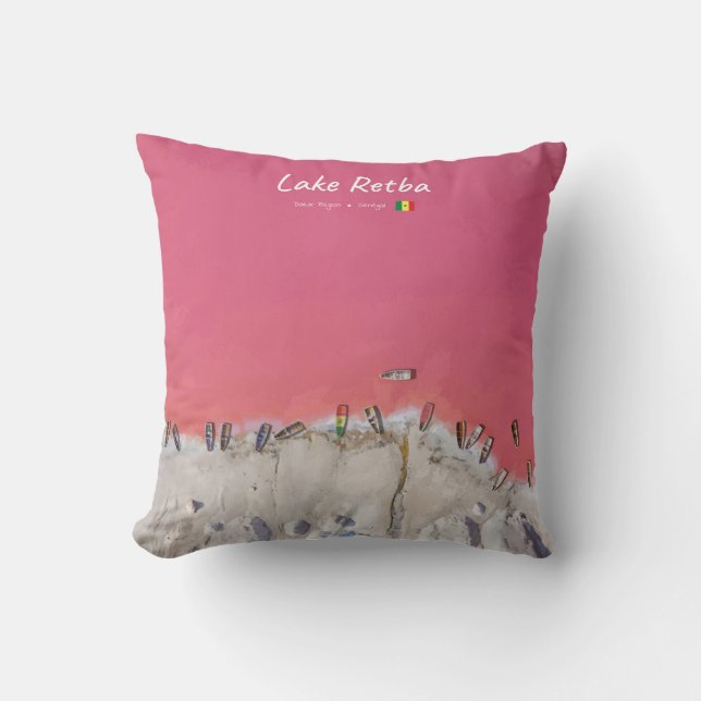 Coussin Lac Retba, Sénégal - Bateaux du lac rose (Recto)