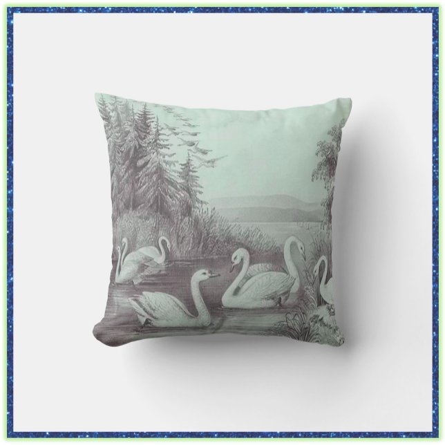 Coussin Lac vintage Blue Swan (Créateur téléchargé)