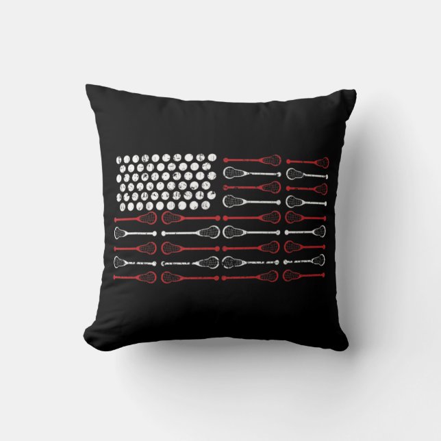 Coussin Lacrosse American Flag Lax Maman design (Recto)