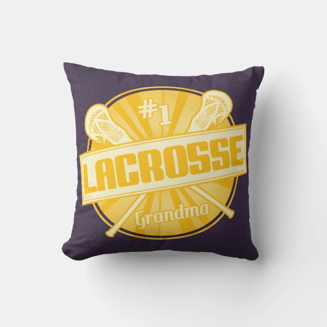 Coussin Lacrosse Grand-mère Nom et numéro personnalisés (Recto)