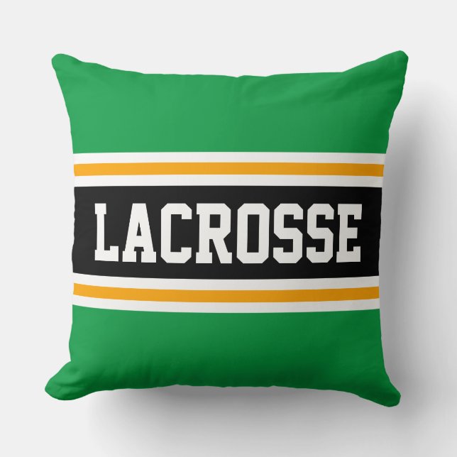 Coussin LACROSSE Gras Vert Jaune Noir Gris Stripes Athléti (Recto)