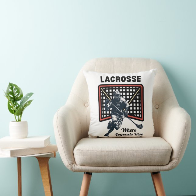 Coussin Lacrosse : Là où les légendes montent (Chaise)