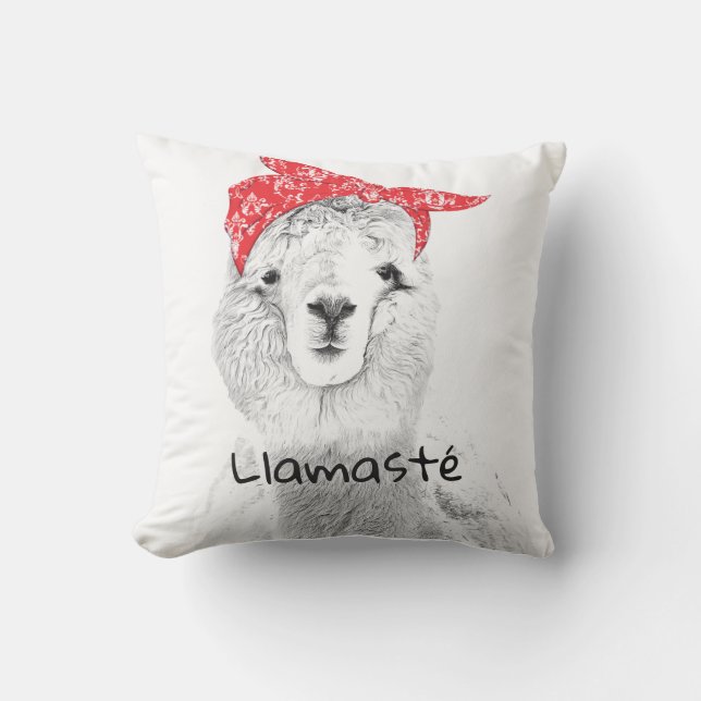 Coussin L'adorable lama portant une banane rouge (Recto)