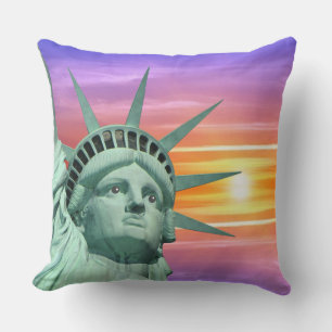 Coussin Lady Liberty et lever de soleil