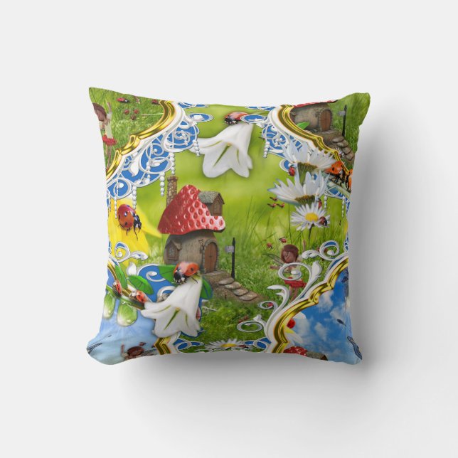 COUSSIN LADYBIRDS AND BUTTERFLIES THROW PILLOW (Recto)