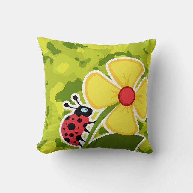 Coussin Ladybug; Camo Vert Acide; Camouflage (Recto)