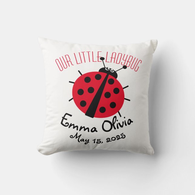 Coussin Ladybug Cartoon mignon Naissance Stat Rouge Blanc  (Recto)