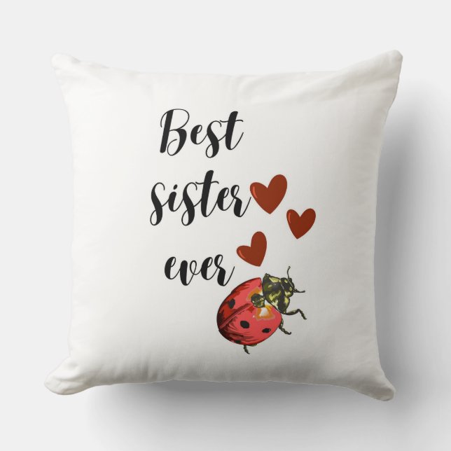 Coussin Ladybug Love Sister – Oreiller Cœur Mignon (Recto)