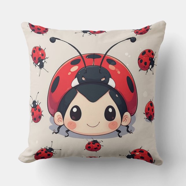 Coussin Ladybug Mignonne Enfant Dessin Animé Fantaisiste E (Recto)