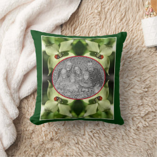 Coussin Ladybug On Dogwood Flower Frame Ajouter Votre Phot