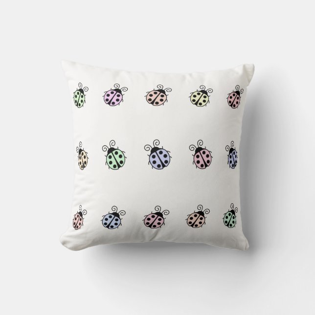 Coussin Ladybugs Pastel Multicolor Motif en blanc (Recto)