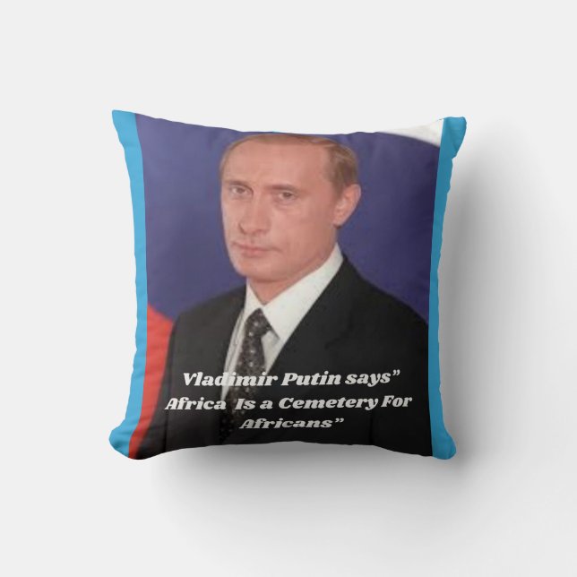 Coussin "L'Afrique est un cimetière pour les Africains." (Recto)