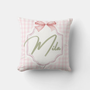 Coussin Lainey Baby Girl Nursery Bow&En vichy personnalisé