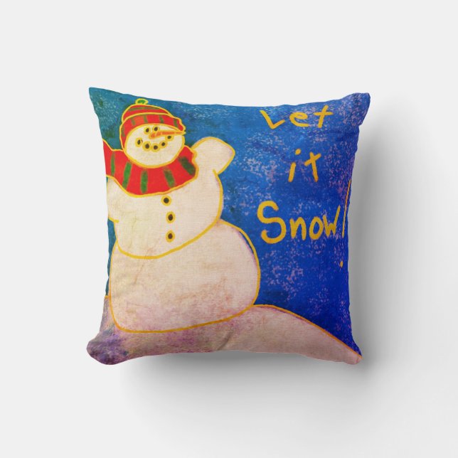 Coussin Laisse-Le Neiger ! Art Abstrait de Snowman (Recto)