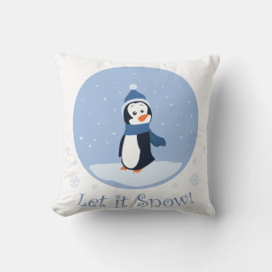 Coussin Laisse-Le Neiger ! (Pingouin)