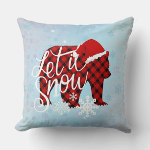 Coussin Laisser la neige Père Noël Ours mignon amusant un